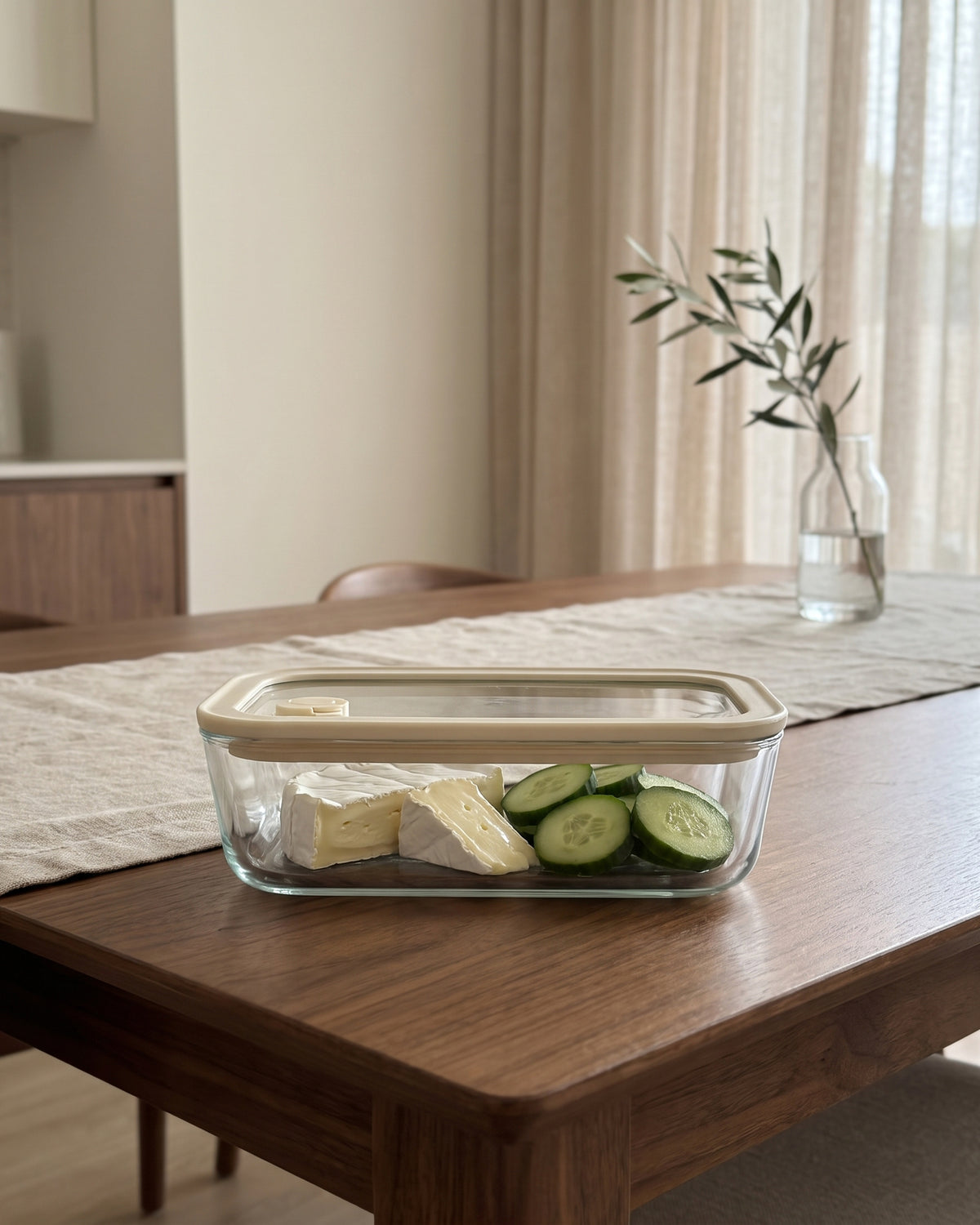 Frischhaltedose rechteckig | 610 ml | Beige-transparent