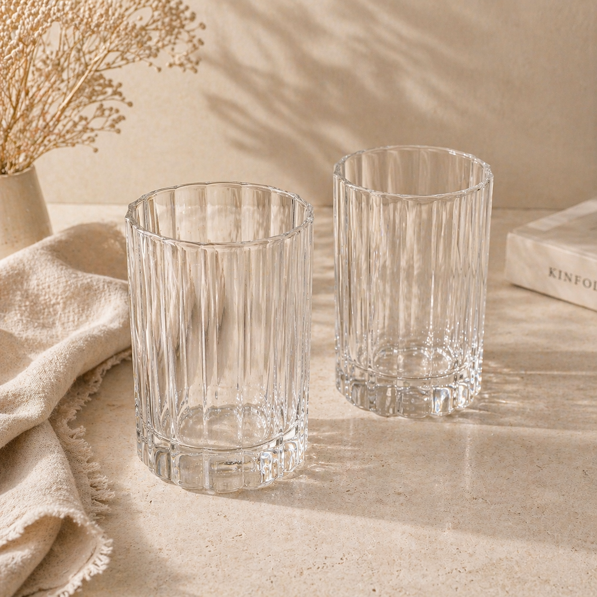 Luno Trinkglas im Blumendesign | 2 Stück | 300 ml