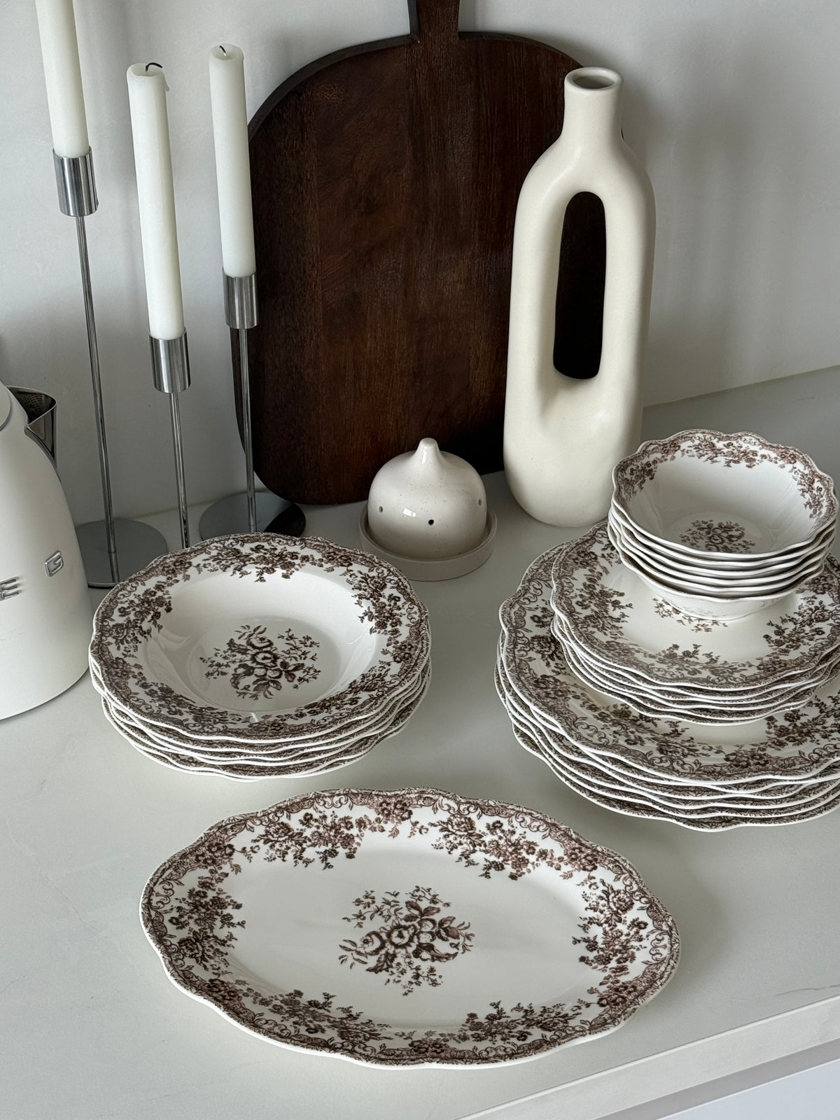 Vintage - Geschirrset - 25-teilig - Taupe