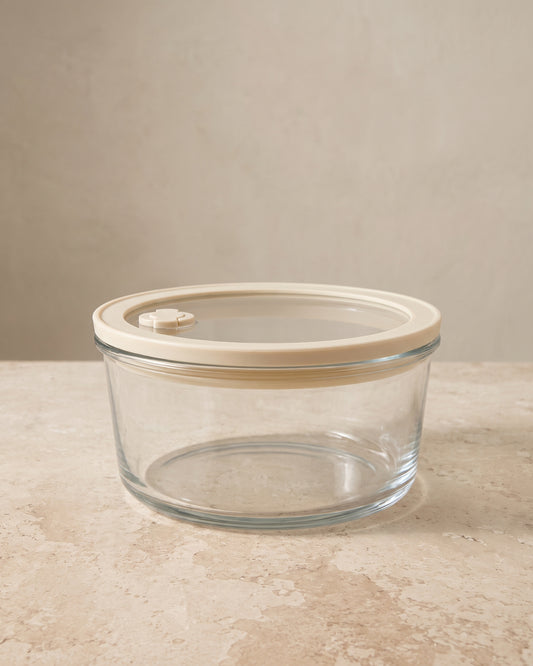 Frischhaltedose rund | 950 ml | Beige-transparent