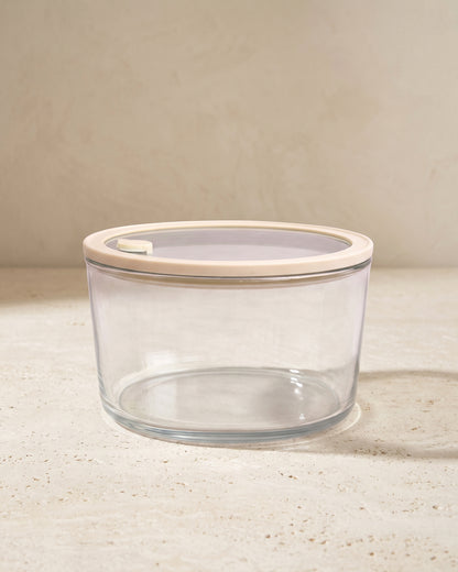 Frischhaltedose rund | 1650ml | Beige-transparent