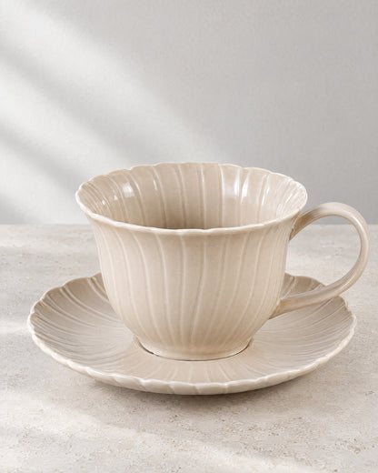 Bricard Florange Kaffeeservice Taupe – 12-teilige Porzellan-Kaffeetassen für 6 Personen