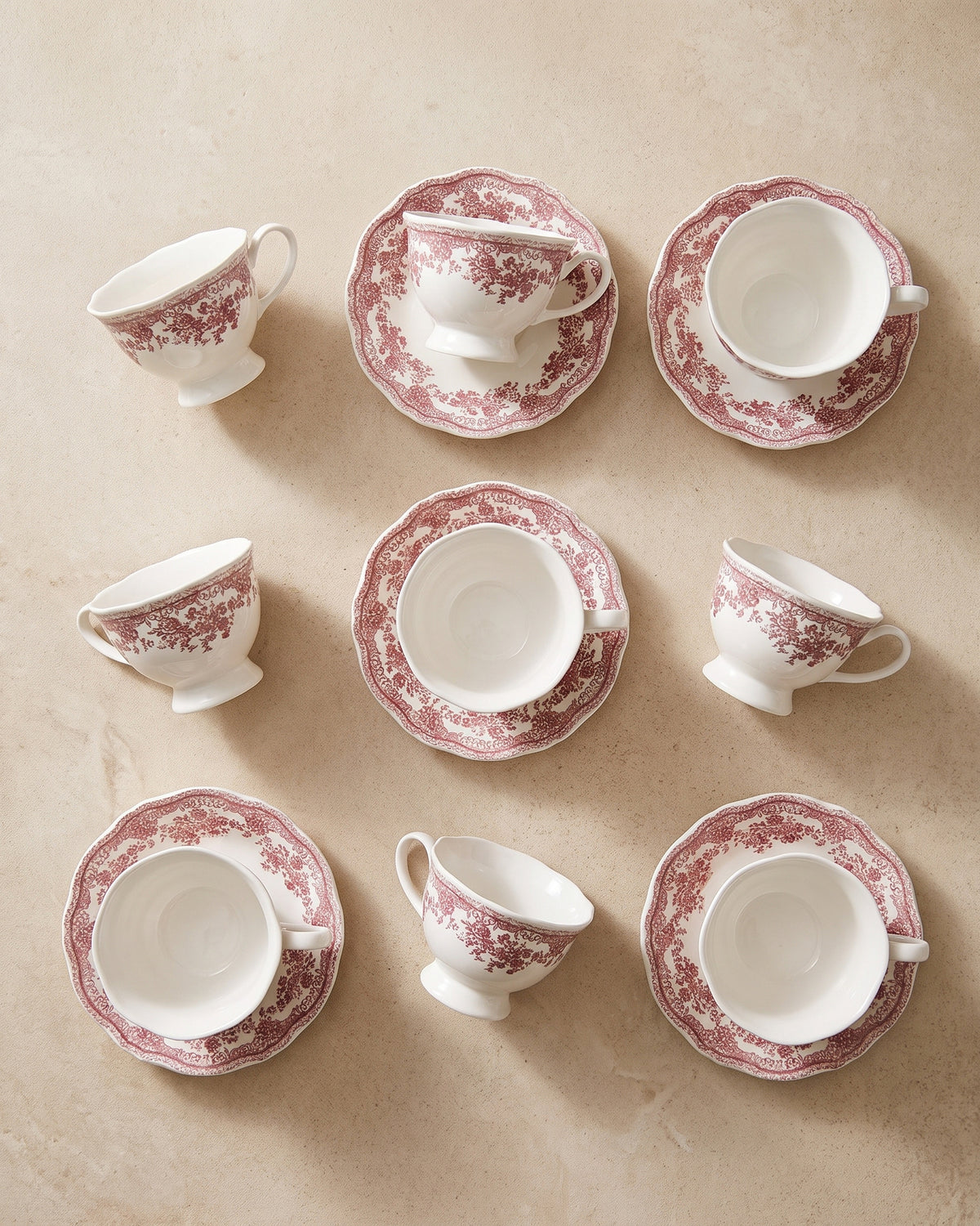 Vintage Kaffeeservice Rot 12-teilig