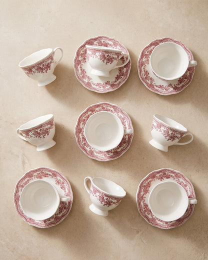 Vintage Kaffeeservice Rot 12-teilig