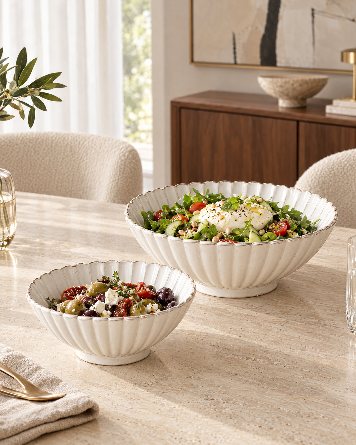 Bloomy Lotus Salatschüssel | 2 Stück | 21-25 cm