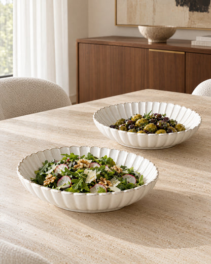Bloomy Lotus Oval Servis Tabağı | 2 Adet | 23 cm