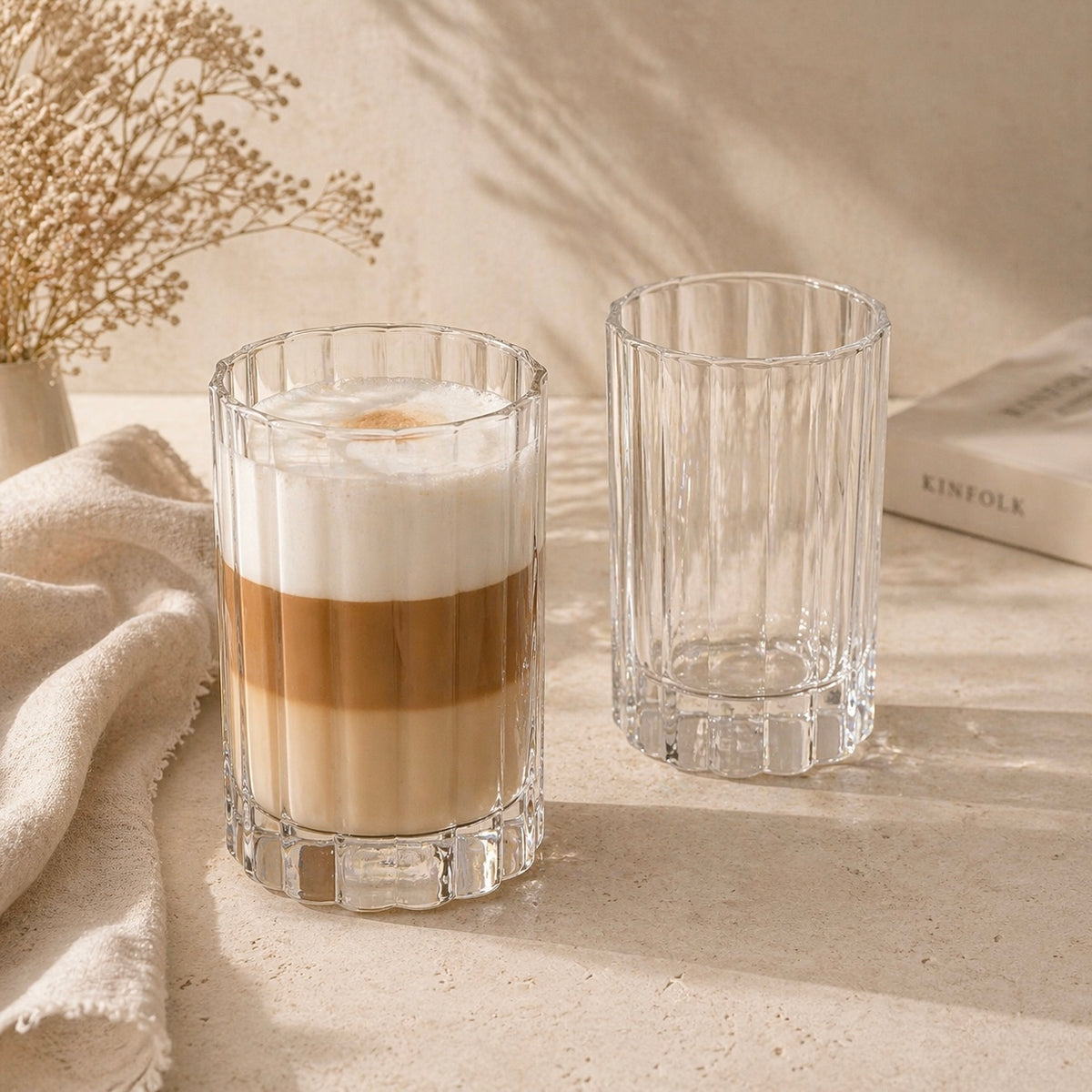 Luno Trinkglas im Blumendesign | 2 Stück | 300 ml