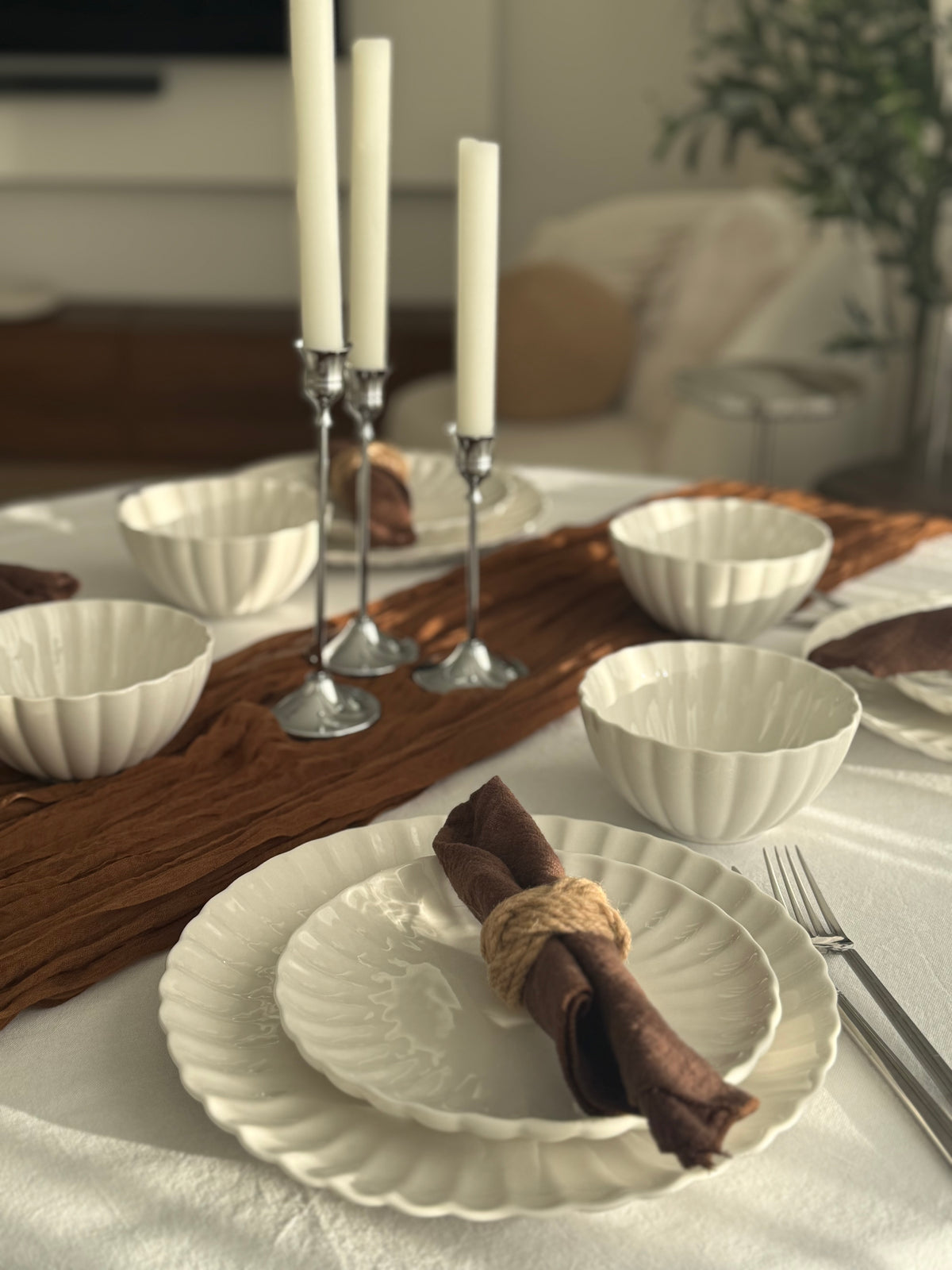 Daisy lotus yemek takımı | 24 parça | beyaz