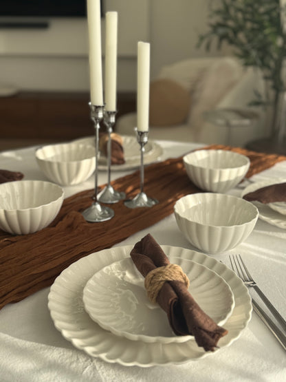 Daisy lotus yemek takımı | 24 parça | beyaz